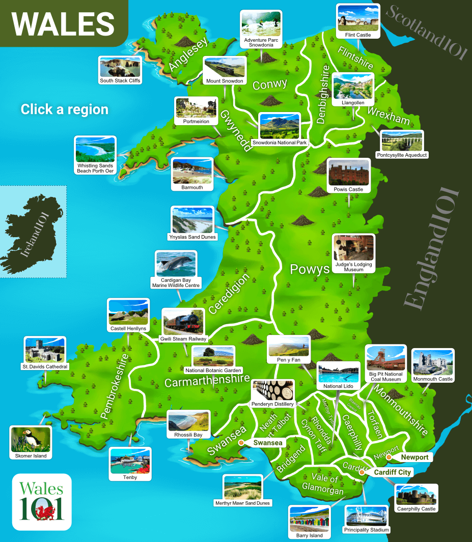 wales tourism map